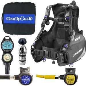 imageCressi R1 BCD Donatello Dive Computer AC2 Compact Regulator Set GupG Reg Bag Scuba Diving PackageBlue