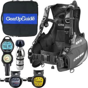 imageCressi R1 BCD Donatello Dive Computer AC2 Compact Regulator Set GupG Reg Bag Scuba Diving PackageGrey