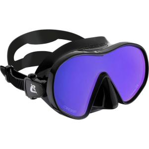 imageCressi Single Lens Frameless Scuba Mask for Good Visibility  FDual Designed in ItalyBlackBlack  UV 380 AG yellowblue lens