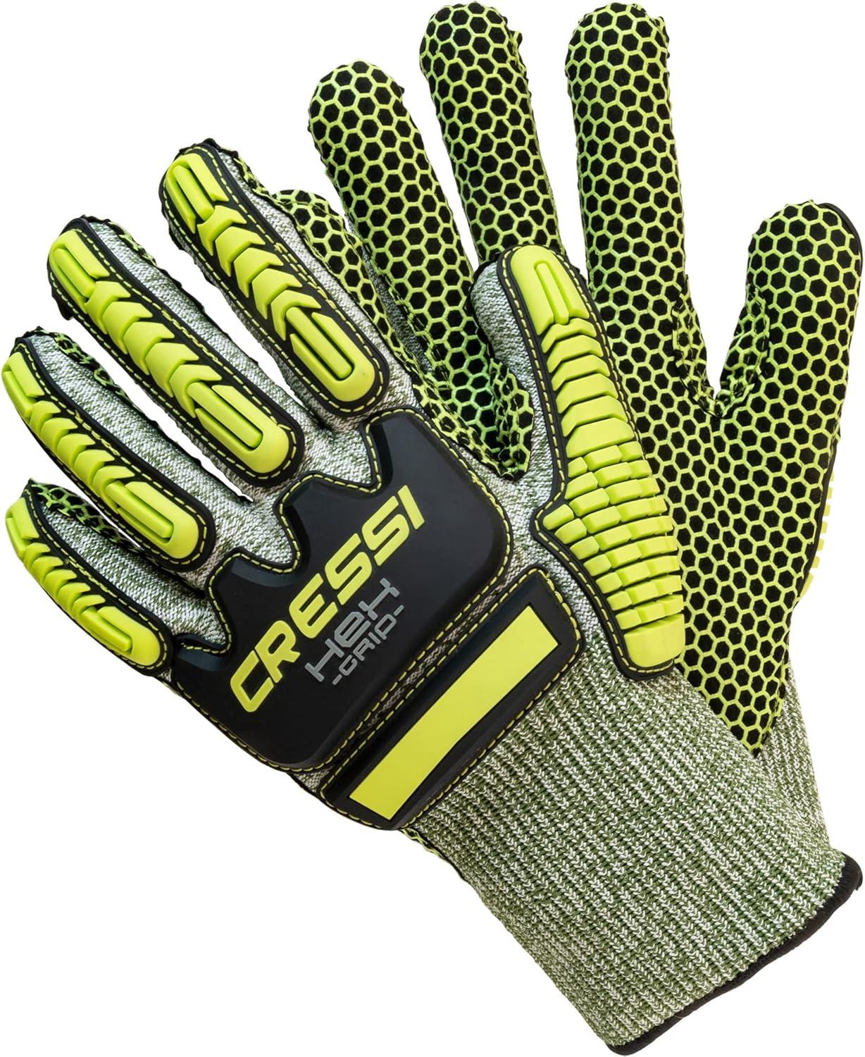 imageCressi Puncture Resistant Diving Gloves  Bumps Protection  Palm Protection Against Stings and Cuts  Ideal for Spearfishing Lobstering HEX Designed in ItalyLime