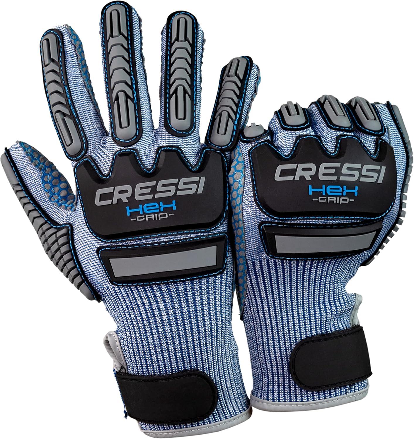 imageCressi Puncture Resistant Diving Gloves  Bumps Protection  Palm Protection Against Stings and Cuts  Ideal for Spearfishing Lobstering HEX Designed in ItalyBlue