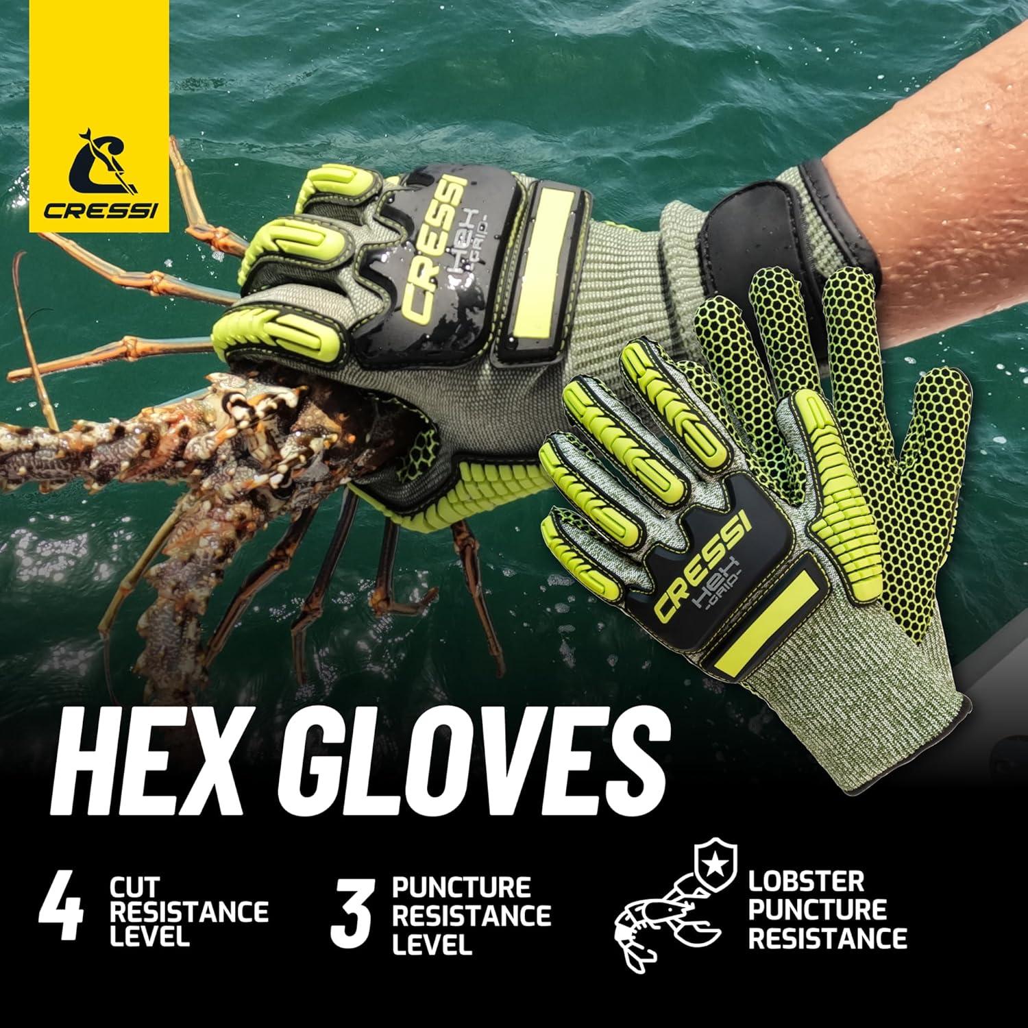 imageCressi Puncture Resistant Diving Gloves  Bumps Protection  Palm Protection Against Stings and Cuts  Ideal for Spearfishing Lobstering HEX Designed in ItalyLime