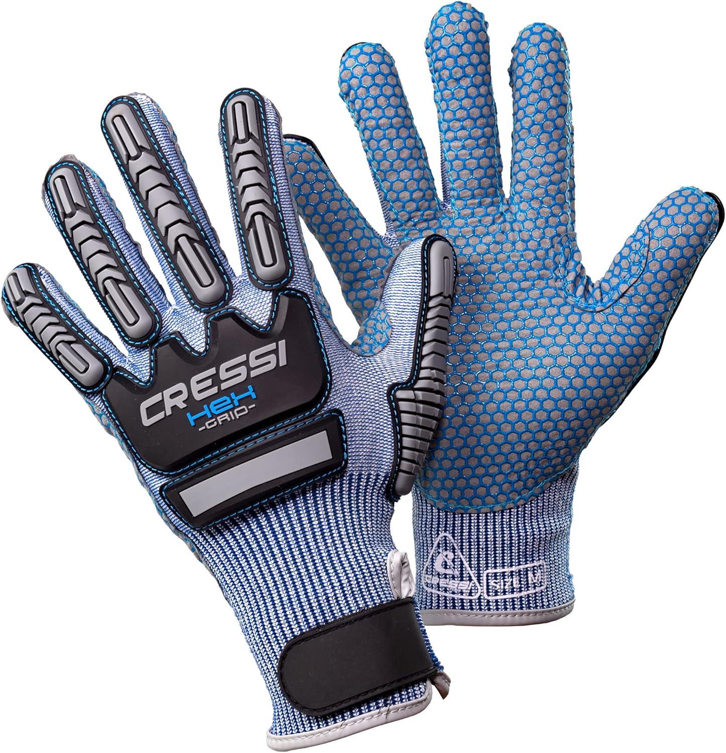 imageCressi Puncture Resistant Diving Gloves  Bumps Protection  Palm Protection Against Stings and Cuts  Ideal for Spearfishing Lobstering HEX Designed in ItalyBlue