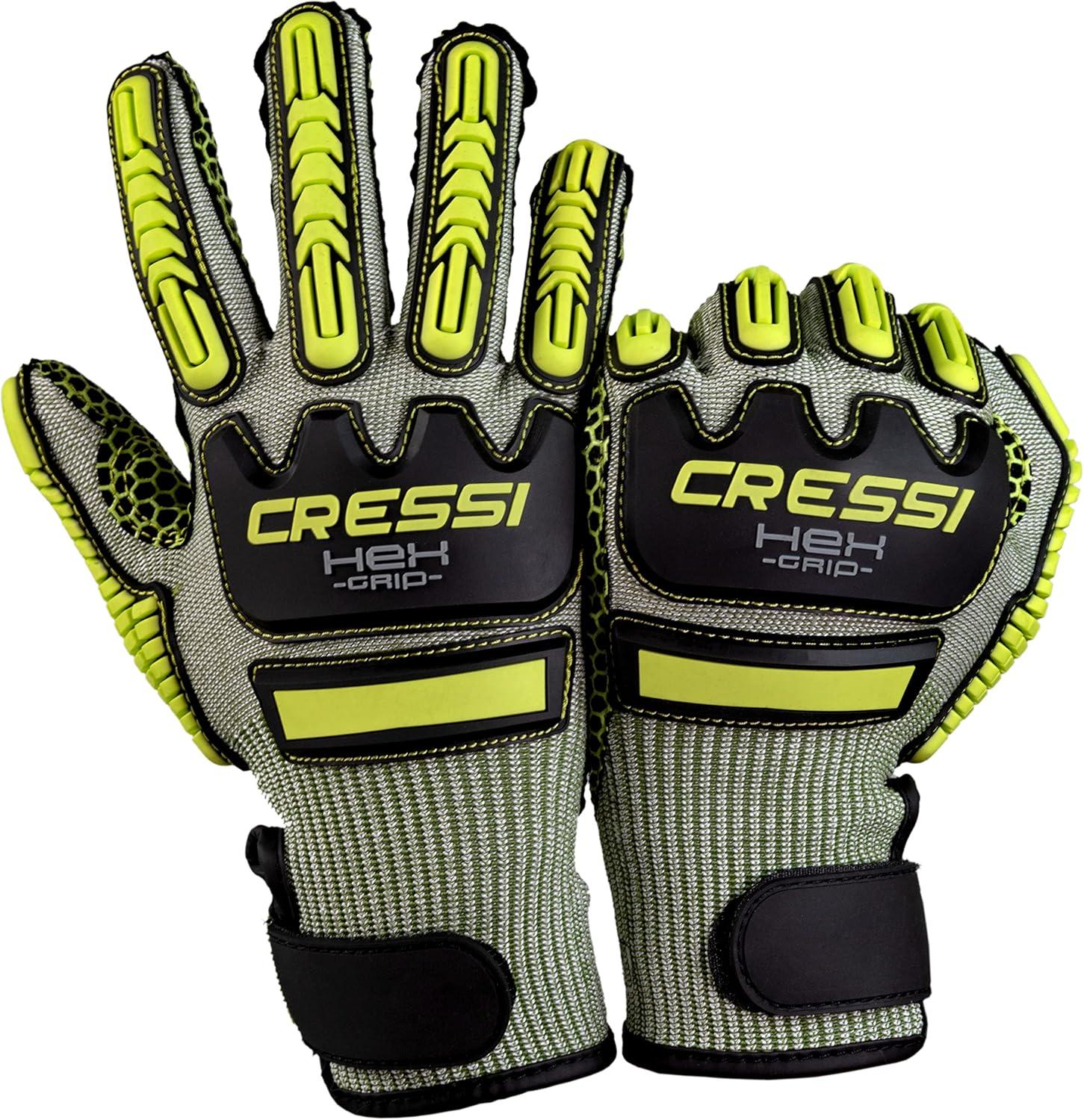 imageCressi Puncture Resistant Diving Gloves  Bumps Protection  Palm Protection Against Stings and Cuts  Ideal for Spearfishing Lobstering HEX Designed in ItalyLime