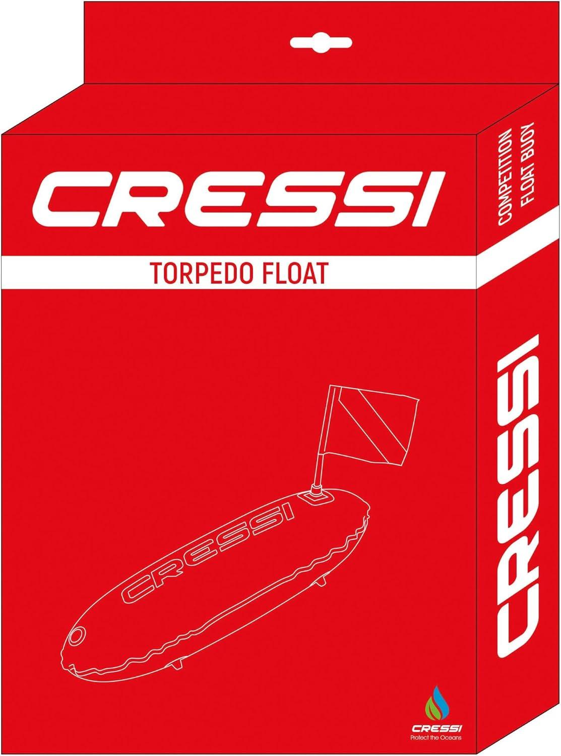 imageCressi Technical Inflatable Float with Dive Flag  Ideal for Diving Freediving Spearfishing SnorkelingOrange Fluo