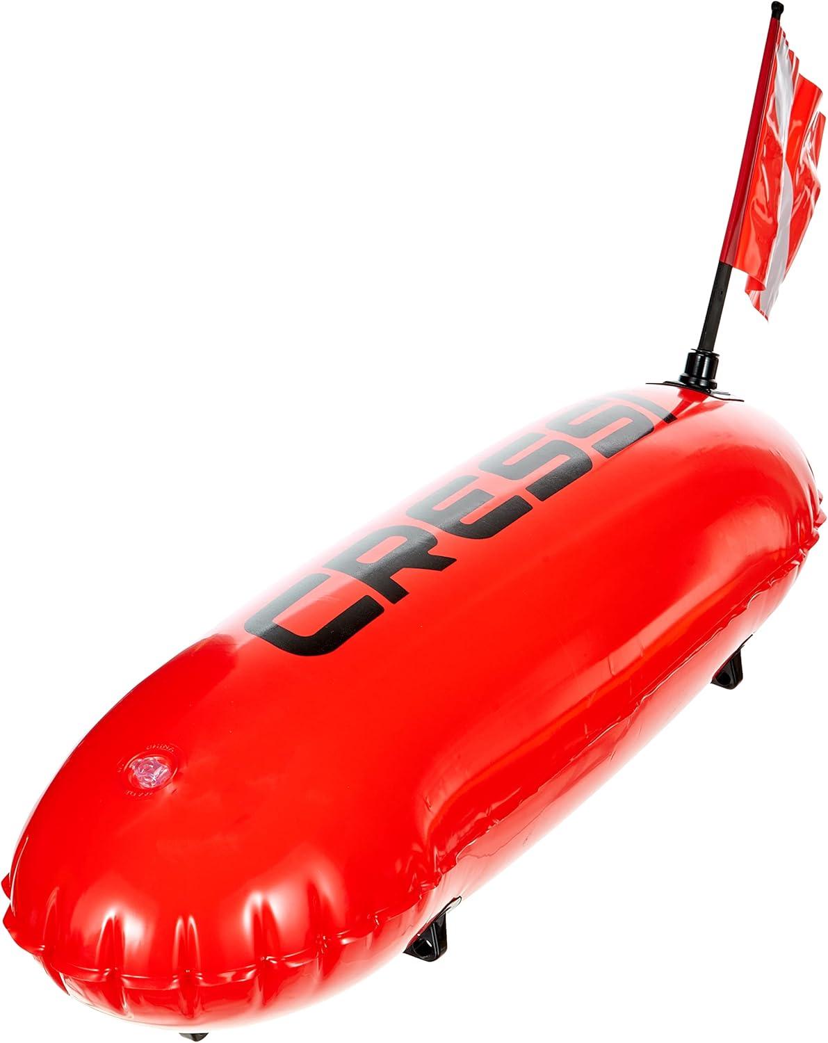 imageCressi Technical Inflatable Float with Dive Flag  Ideal for Diving Freediving Spearfishing SnorkelingOrange Fluo