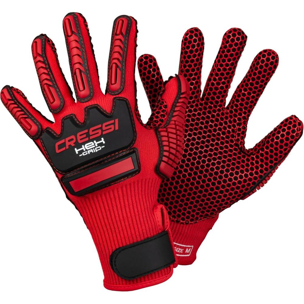 imageCressi Puncture Resistant Diving Gloves  Bumps Protection  Palm Protection Against Stings and Cuts  Ideal for Spearfishing Lobstering HEX Designed in ItalyRed