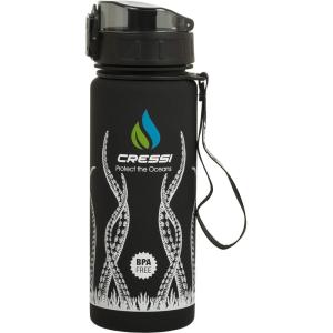 imageCressi H2O Frosted Drinking Flask  One Click Opening Lanyard for Easy Carrying Filter for Ice and Fruit  600 ml  1000 ml  BPA Free  Designed in ItalyBlack Octopus