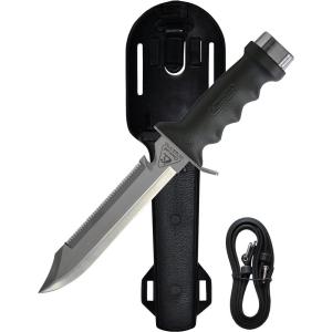 imageCressi Long Stainless Steel Diving Knife with Sheat and Leg Straps  Orca Made in Italy Black One Size RC556000 Duplicate