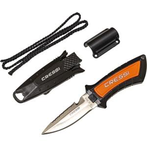 imageCressi Short Blade Knife for Scuba Diving and Spearfishing with QuickRelease Sheath ampamp Hose Holder  Lima designed in ItalyBlackOrange