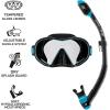 imageLimited Edition HiroQuest Adult Mask ampamp Snorkel Set  Cressi x Steve AokiBlackTurquoise  Spectra lens