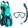 imageCressi Kids Snorkeling Set Short Adjustable Fins Silicone Mask and Dry Snorkel Tinetto Rocks Dry Set Designed in ItalyAqua GreenBlue