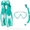 imageCressi Kids Snorkeling Set Short Adjustable Fins Silicone Mask and Dry Snorkel Tinetto Rocks Dry Set Designed in ItalyAqua GreenWhite