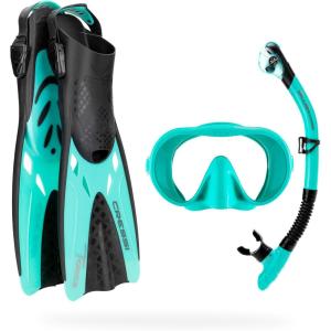 imageCressi Explorer Snorkel Set  Lightweight and Easy to Use  Mask Snorkel and Tonga Fins Designed in Italy by CressiAqua Green