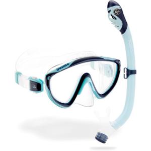 imageCressi Kids Snorkeling Kit Mask ampamp Snorkel for Children from 6 to 10 Years Old  Tinetto ampamp Iguana Dry Designed in ItalyNavyIce Cyan