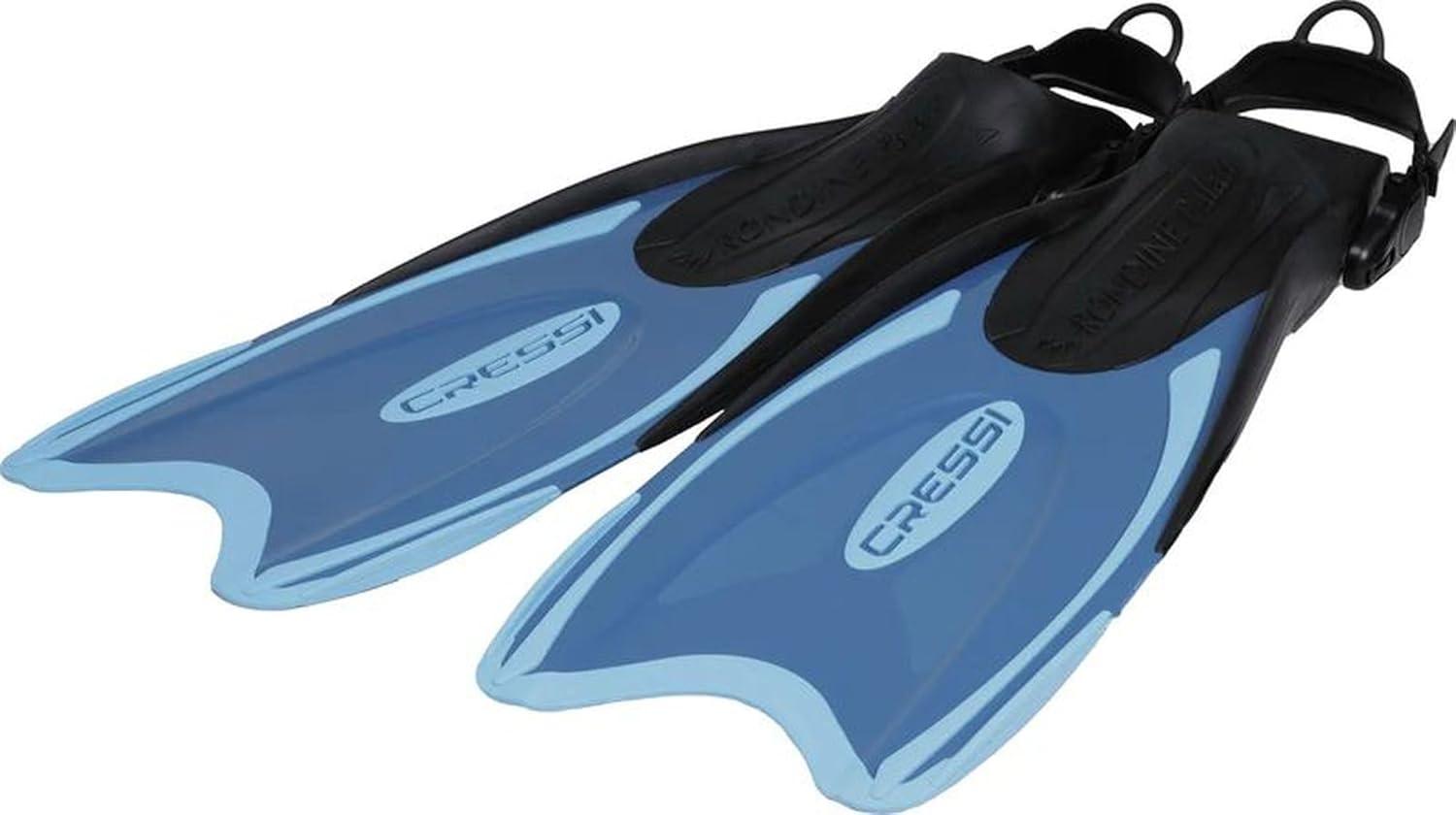 imageCRESSI CA112029 Snorkeling Swim Open Heel Fins Kid Size Palau Kid Can Be Worn with Barefoot for Travel Blade Over Foot Pockets BlueAzure 2932 18  20 cm