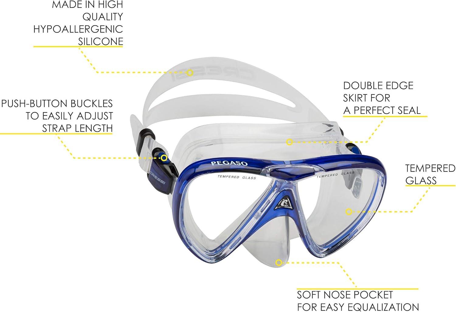 imageCressi Junior Snorkeling Kit for Young Aged 3 to 10  Mask  Dry Snorkel  Adjustable Fins  Net Bag  Lightweight Colorful Equipment  Rocks Pro Dry SetBlackCobalt