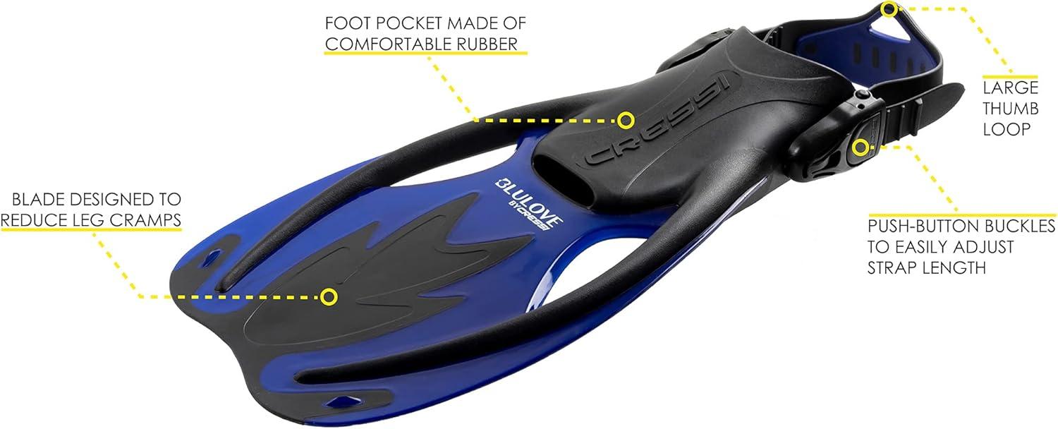 imageCressi Junior Snorkeling Kit for Young Aged 3 to 10  Mask  Dry Snorkel  Adjustable Fins  Net Bag  Lightweight Colorful Equipment  Rocks Pro Dry SetBlackCobalt