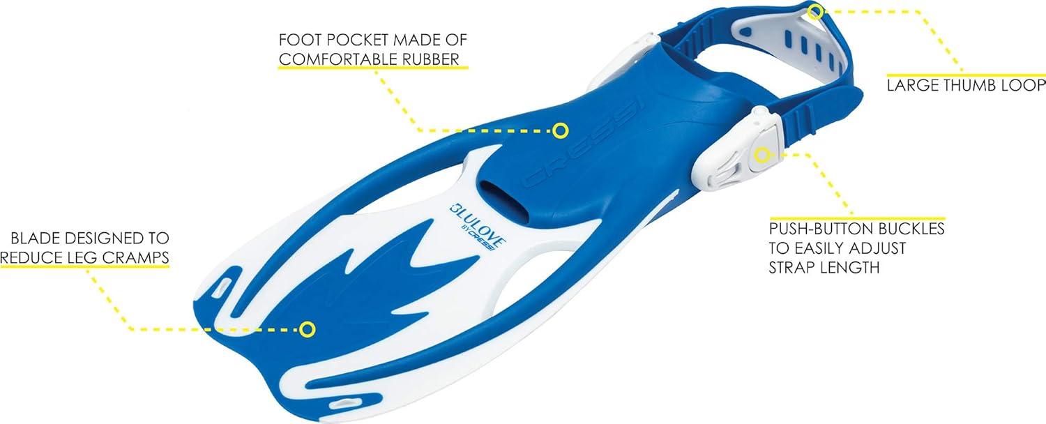 imageCressi Junior Snorkeling Kit for Young Aged 3 to 10  Mask  Dry Snorkel  Adjustable Fins  Net Bag  Lightweight Colorful Equipment  Rocks Pro Dry SetBlueWhite