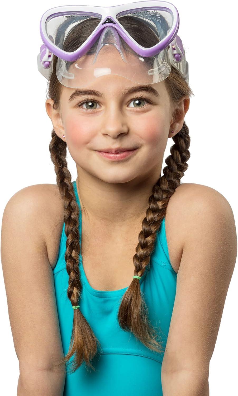 imageCressi Junior Snorkeling Kit for Young Aged 3 to 10  Mask  Dry Snorkel  Adjustable Fins  Net Bag  Lightweight Colorful Equipment  Rocks Pro Dry SetLilacWhite