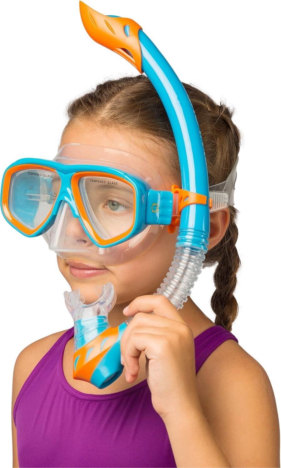 imageCressi Kids Snorkeling Kit Mask ampamp Snorkel for Children aged from 3 to 8 years old  Rocks Combo designed in ItalyBlueOrange