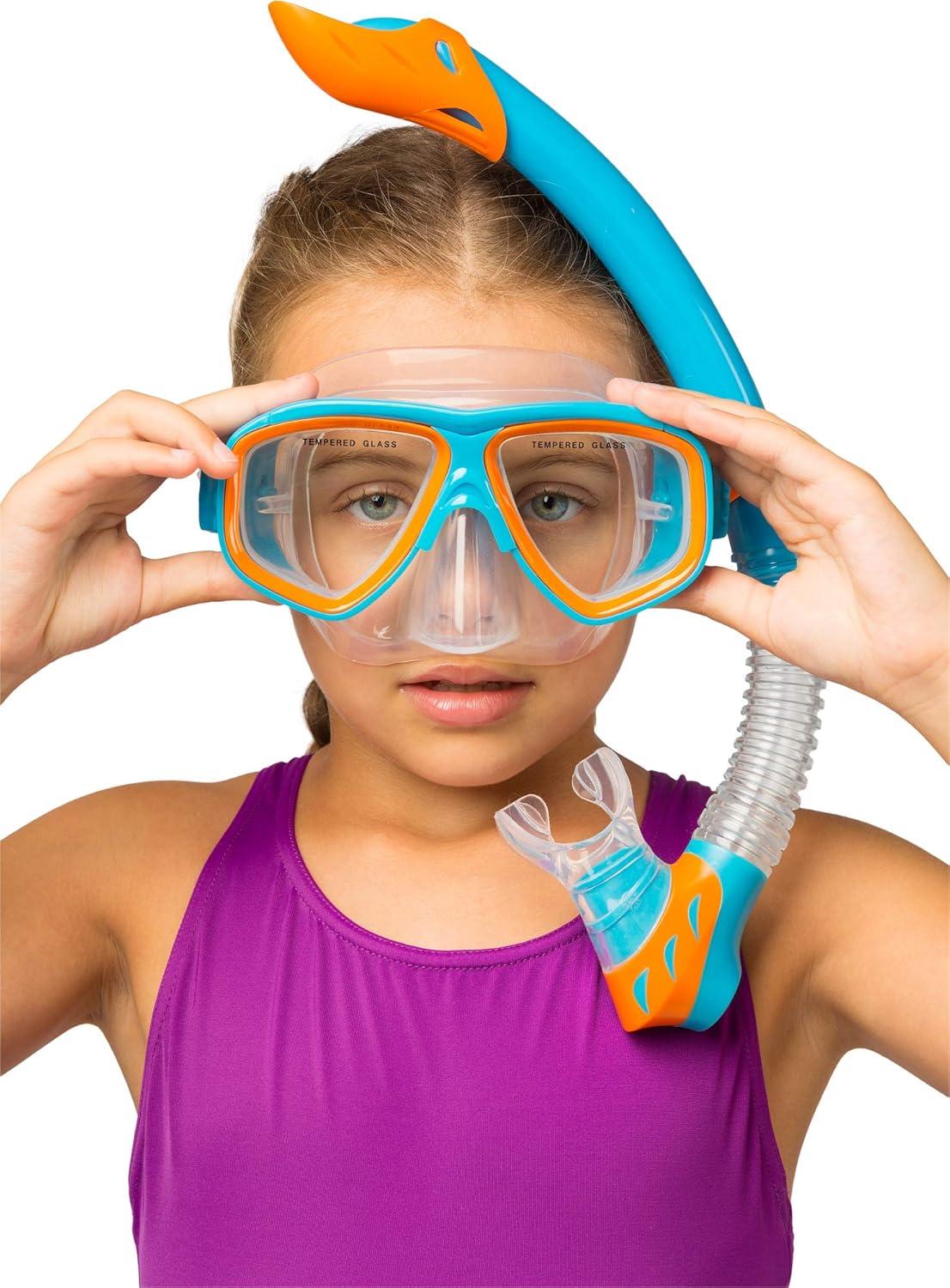 imageCressi Kids Snorkeling Kit Mask ampamp Snorkel for Children aged from 3 to 8 years old  Rocks Combo designed in ItalyBlueOrange