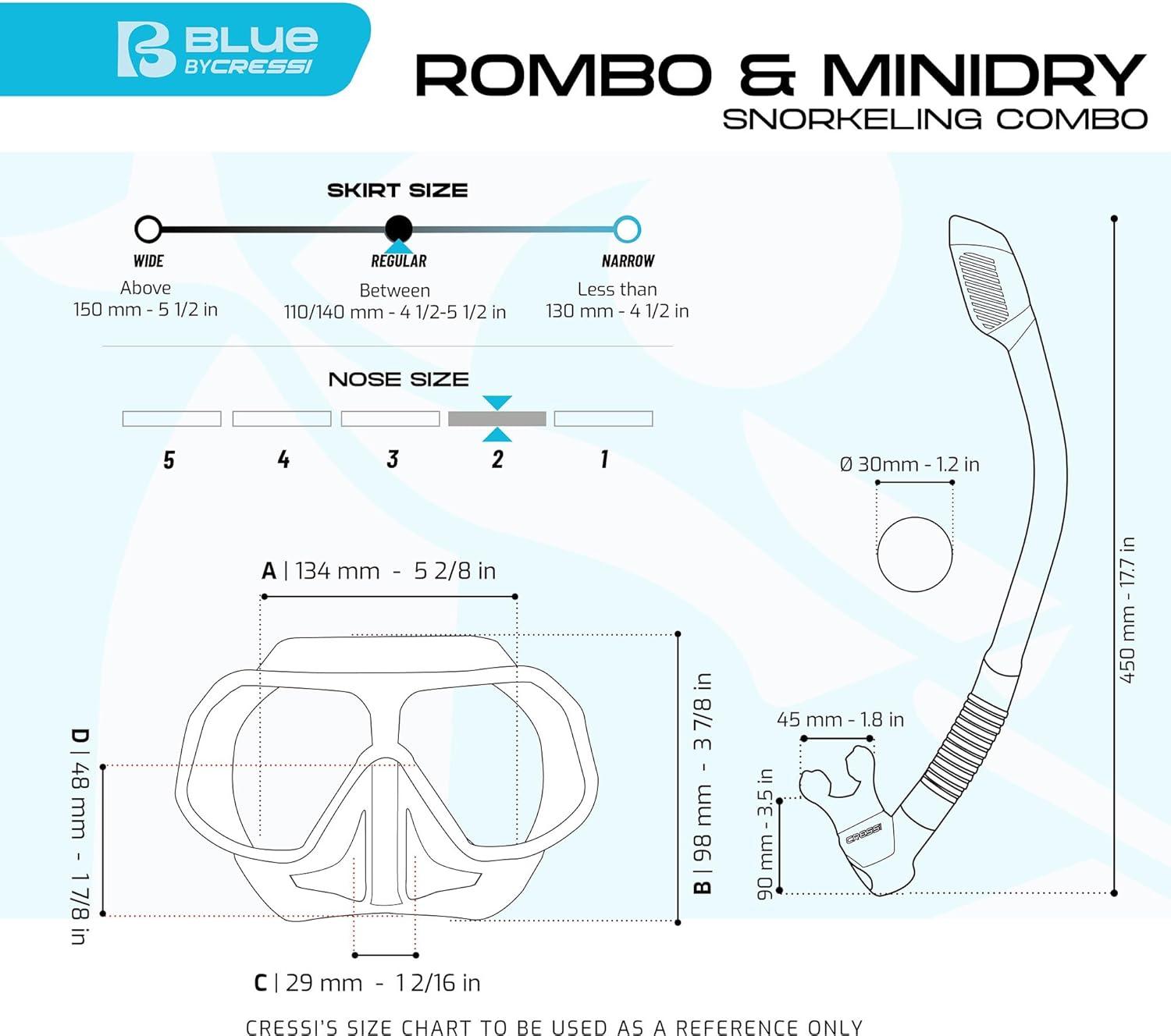 imageCressi Kids Snorkeling Kit Mask ampamp Snorkel for Children from 6 to 15 Years Old  Rombo ampamp Mini Dry Designed in ItalyAzureClear
