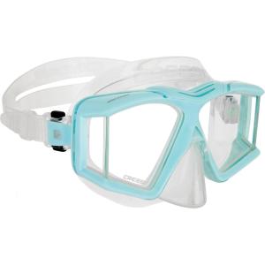 imageCressi 4Lens Panoramic Mask for Scuba Diving and Snorkeling  Comfortable and WideView  Horizon  Designed in Italy by CressiClearIce Cyan