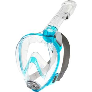 imageCressi Adult Snorkeling Full Face Mask  Wide Clear View AntiFog System Easy Breathing  Baron Designed in ItalyClearAquamarine