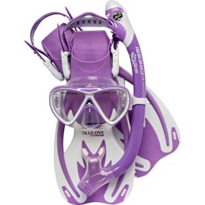 imageCressi Junior Snorkeling Kit for Young Aged 3 to 10  Mask  Dry Snorkel  Adjustable Fins  Net Bag  Lightweight Colorful Equipment  Rocks Pro Dry SetLilacWhite
