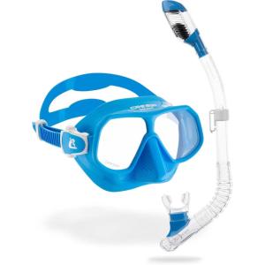 imageCressi Kids Snorkeling Kit Mask ampamp Snorkel for Children from 6 to 15 Years Old  Rombo ampamp Mini Dry Designed in ItalyAzureClear