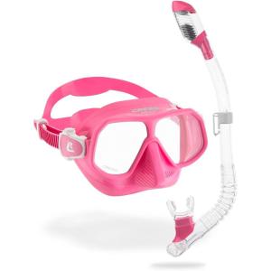 imageCressi Kids Snorkeling Kit Mask ampamp Snorkel for Children from 6 to 15 Years Old  Rombo ampamp Mini Dry Designed in ItalyPinkClear