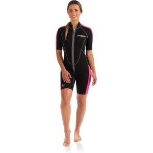 imageCressi Womens Short Front Zip Wetsuit for Surfing Snorkeling Scuba Diving Lido Short LadyBlackPink
