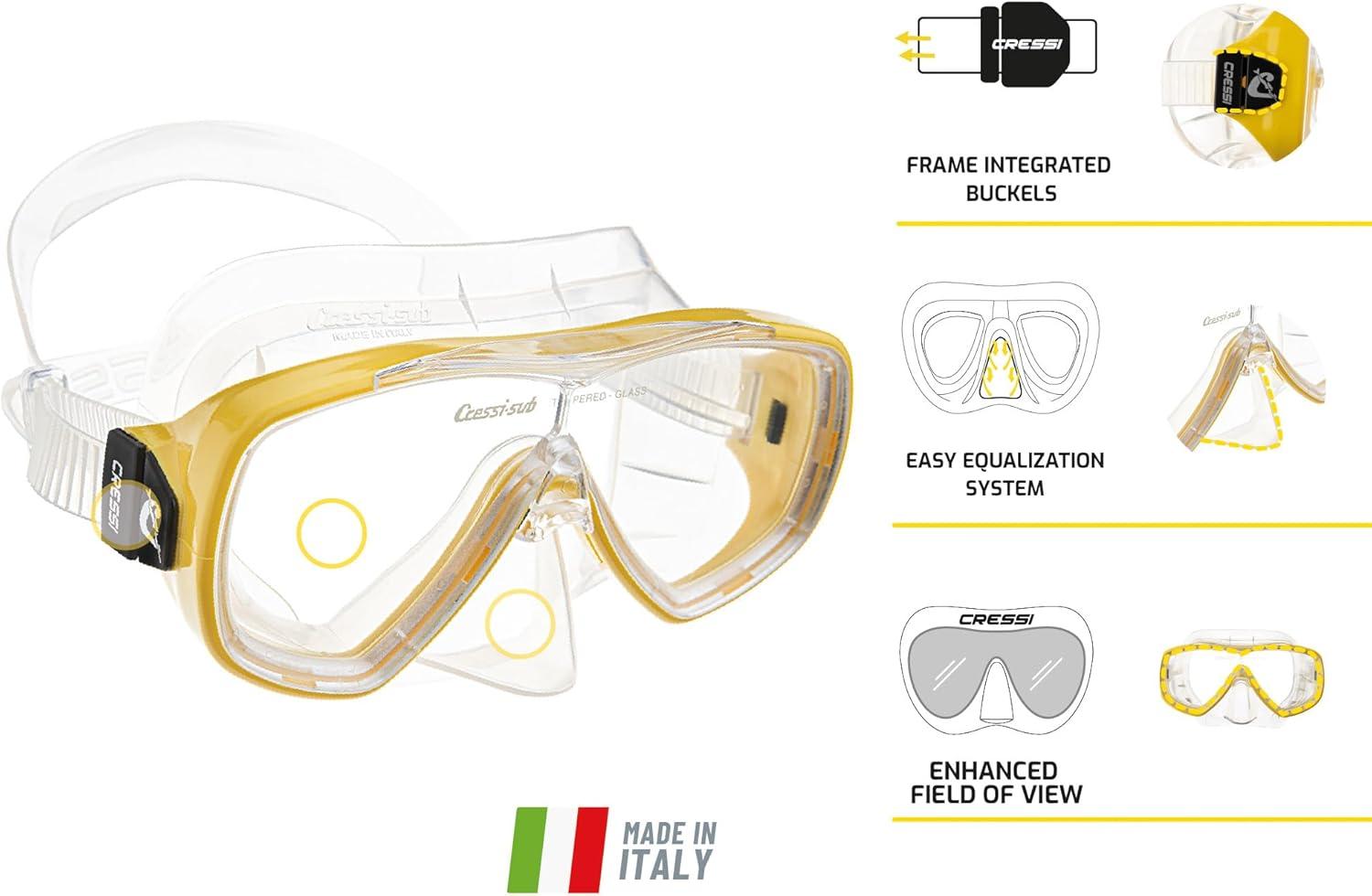 imageCressi Adult Wide View Comfortable Snorkeling Mask ampamp Snorkel  Onda ampamp Mexico made in ItalyYellow