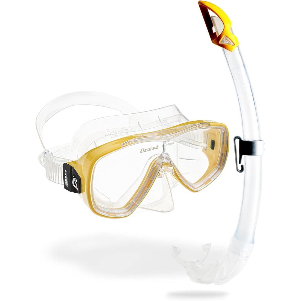 imageCressi Adult Wide View Comfortable Snorkeling Mask ampamp Snorkel  Onda ampamp Mexico made in ItalyYellow