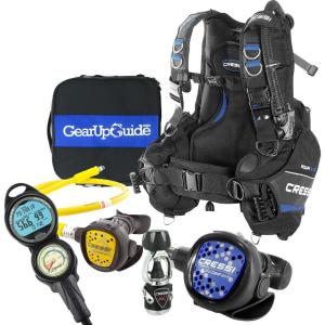 imageCressi Aquaride Adult Scuba Package for Any Skill Level  MC9Compact Regulator  Octopus Compact  Donatello Dive Computer Gauge Console  Regulator Bag  Italian DesignSmall