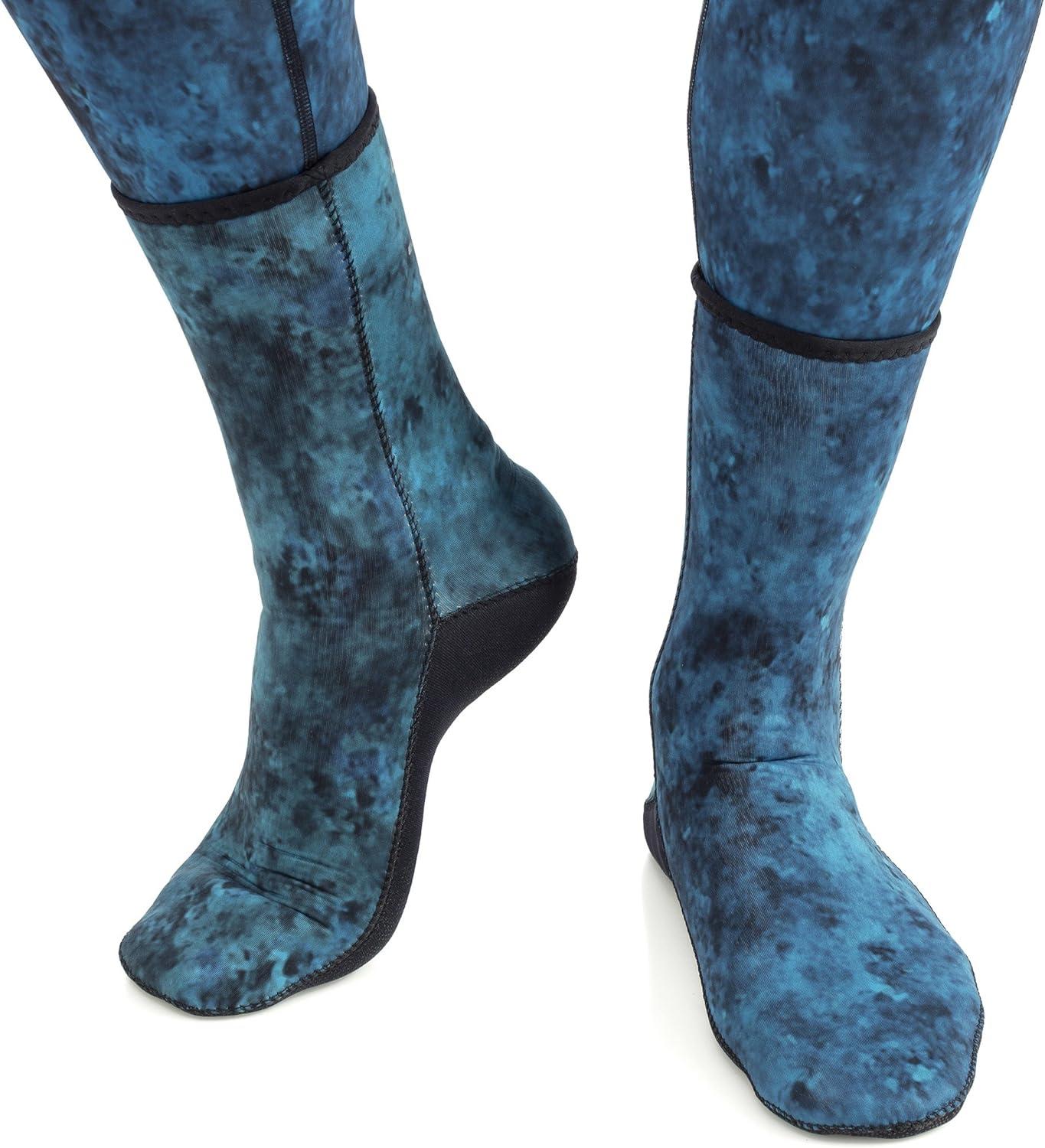 imageCressi Adult 3 mm Neoprene Camouflage Socks for Freediving and Scuba Diving  Soft ampamp Comfortable  Hunter SocksCamo Blue