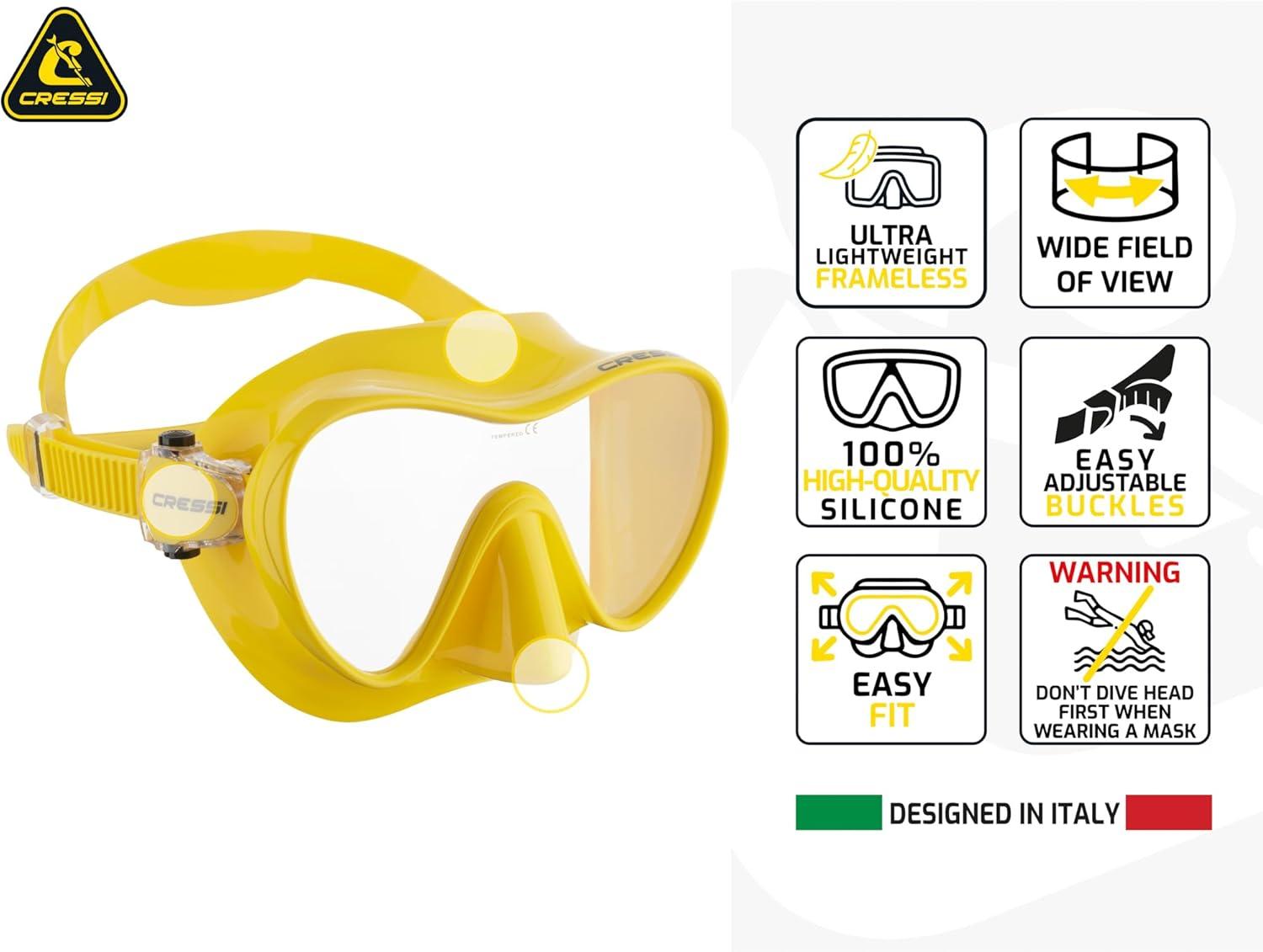 imageCressi F1 ampamp Supernova Dry Mask ampamp Snorkel KitsYellow