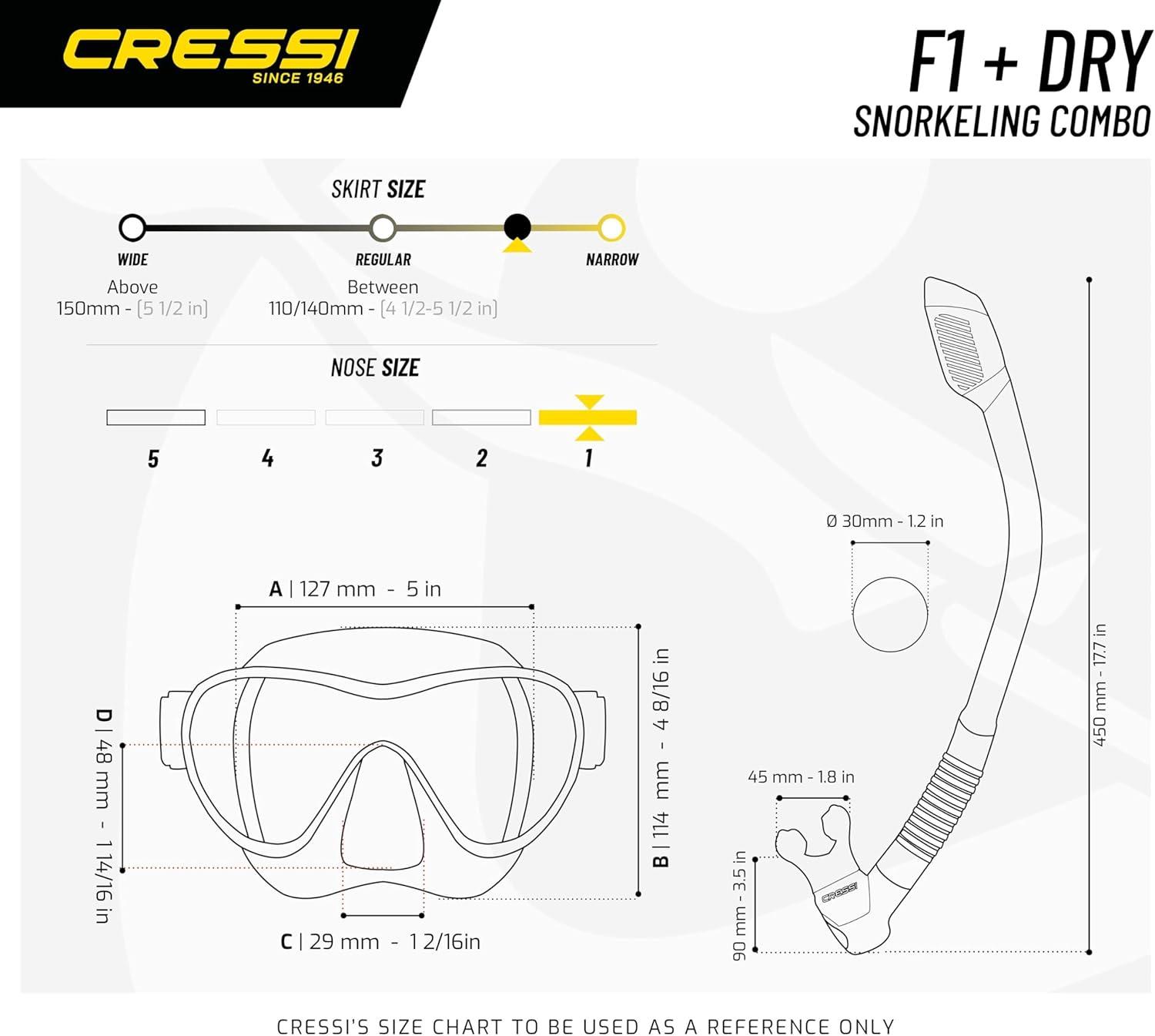 imageCressi F1 ampamp Supernova Dry Mask ampamp Snorkel KitsYellow