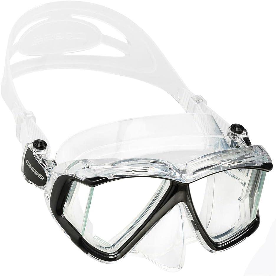 imageCressi Panoramic Wide View Mask ampamp Dry Snorkel Kit for Snorkeling Scuba Diving  Pano 4 ampamp Supernova Dry Designed in ItalyClearBlack