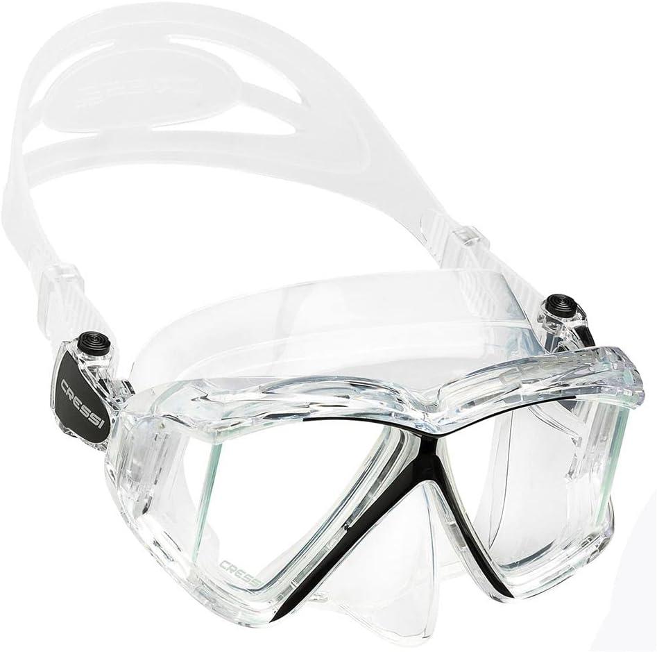 imageCressi Panoramic Wide View Mask ampamp Dry Snorkel Kit for Snorkeling Scuba Diving  Pano 4 ampamp Supernova Dry Designed in ItalyClearBlackSilver