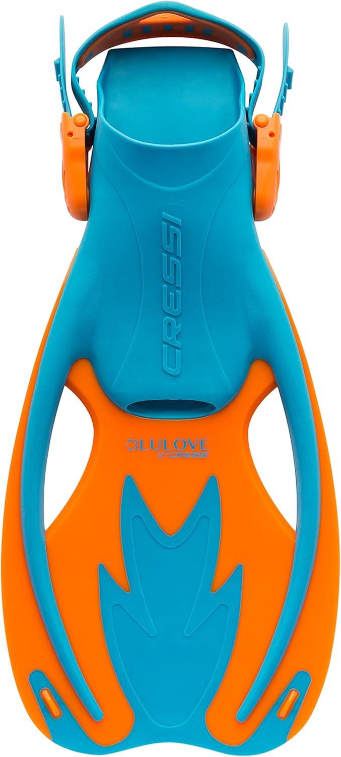 imageCressi Rocks Fins Kids Open Heel Short Fins with Adjustable Straps for Snorkeling and Swimming Quality Since 1946BlueOrange