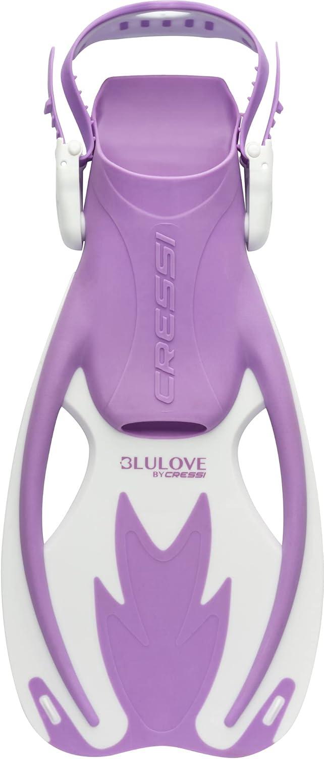 imageCressi Rocks Fins Kids Open Heel Short Fins with Adjustable Straps for Snorkeling and Swimming Quality Since 1946LilacWhite