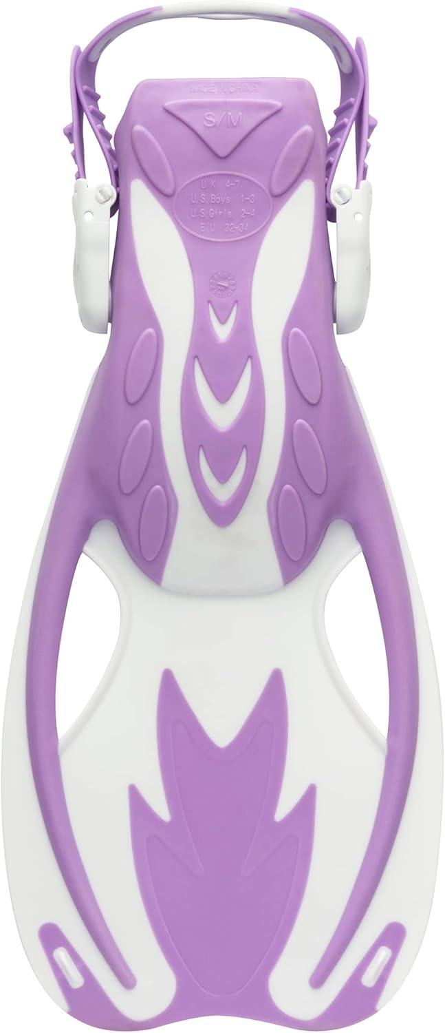 imageCressi Rocks Fins Kids Open Heel Short Fins with Adjustable Straps for Snorkeling and Swimming Quality Since 1946LilacWhite