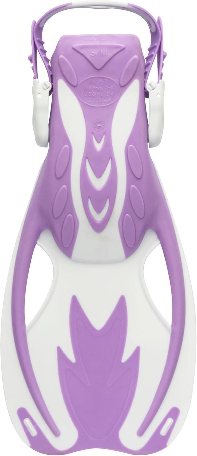 imageCressi Rocks Fins Kids Open Heel Short Fins with Adjustable Straps for Snorkeling and Swimming Quality Since 1946LilacWhite