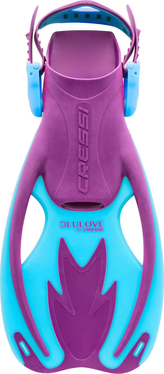 imageCressi Rocks Fins Kids Open Heel Short Fins with Adjustable Straps for Snorkeling and Swimming Quality Since 1946PurpleBlue