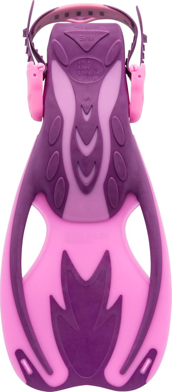 imageCressi Rocks Fins Kids Open Heel Short Fins with Adjustable Straps for Snorkeling and Swimming Quality Since 1946PurplePink