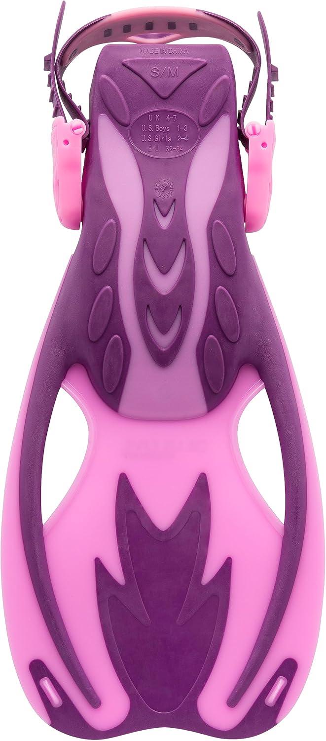 imageCressi Rocks Fins Kids Open Heel Short Fins with Adjustable Straps for Snorkeling and Swimming Quality Since 1946PurplePink