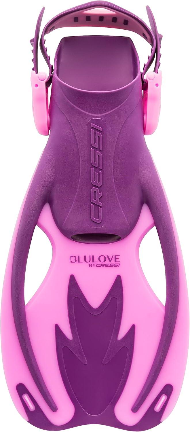 imageCressi Rocks Fins Kids Open Heel Short Fins with Adjustable Straps for Snorkeling and Swimming Quality Since 1946PurplePink