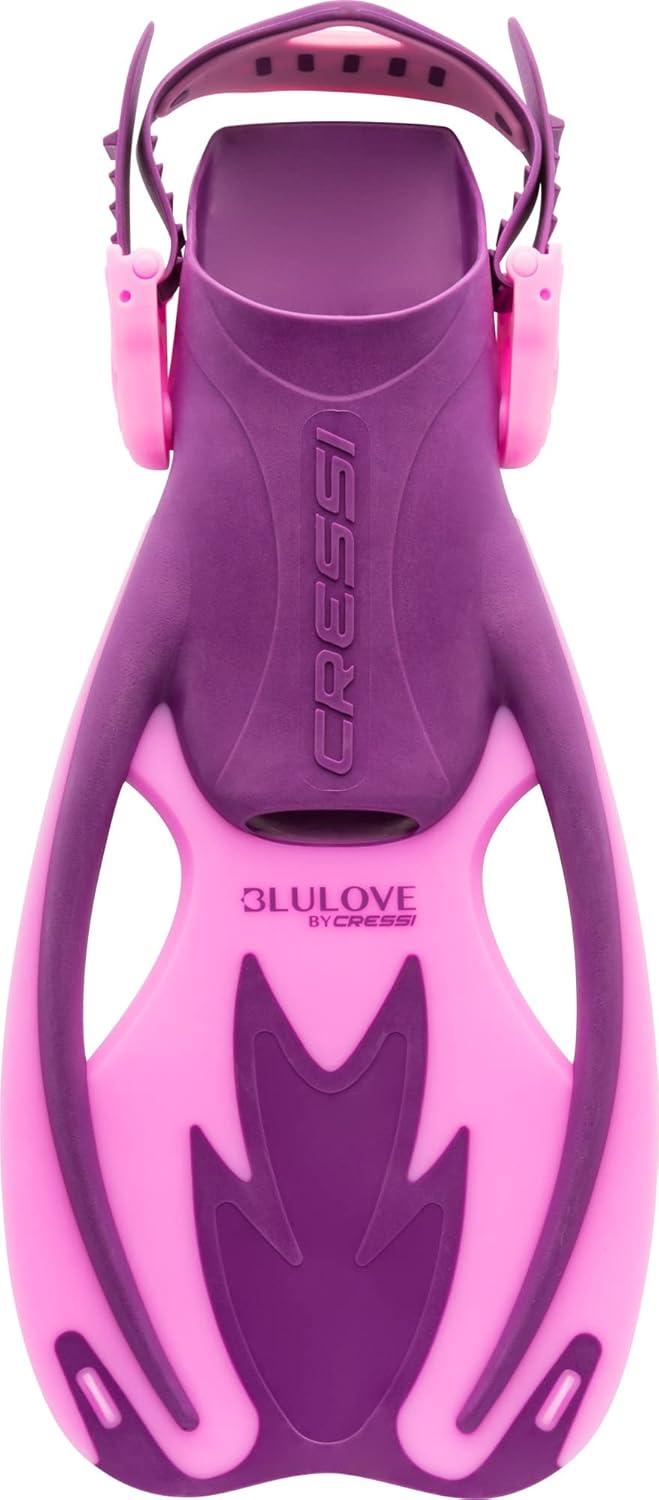 imageCressi Rocks Fins Kids Open Heel Short Fins with Adjustable Straps for Snorkeling and Swimming Quality Since 1946PurplePink